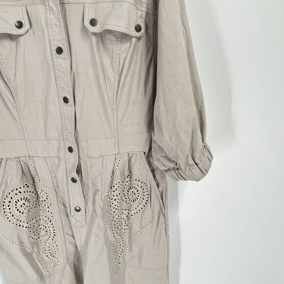 Anthropologie Beige Jumpsuit with Eyelet Details - Picture 3 of 7